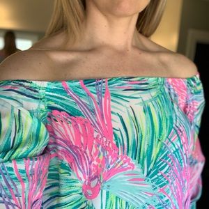 Lilly Pulitzer silk off the shoulder shirt Sz. S